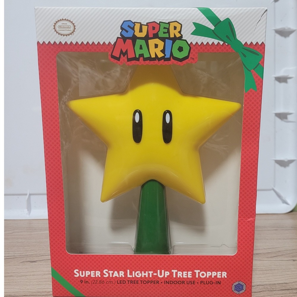 Super Mario Tree Topper Super Star Gen 2 Light Up Plug In 9" Nintendo Christmas